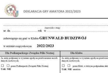 Deklaracja gry amatora 2022/23 w Grunwaldzie