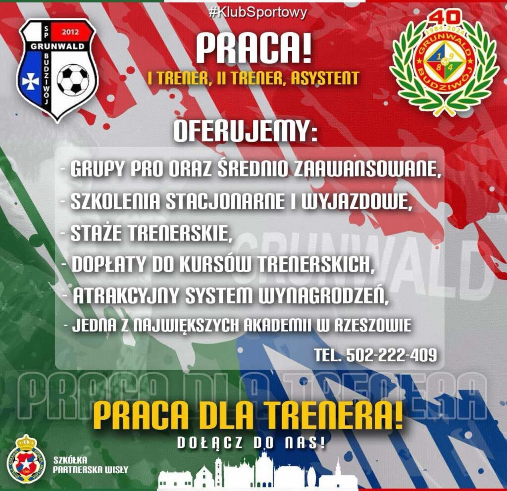 Grunwald Budziwój Rzeszów szuka trenerów!